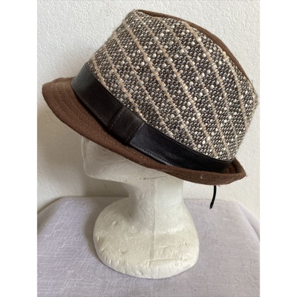 Jessica Simpson Fedora Tweed Felt Fashion Bucket Hat Retro 80s 90s Y2K OS - Picture 1 of 8